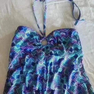 Women's  Collections by Catalina swim top. Size xl. Tie neck, open back